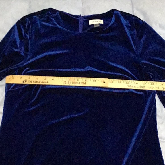 CALVIN KLEIN Bling Bell Sleeve Blue Velvet Velour Holiday Party Dress Sz M  NWT - Picture 13 of 15